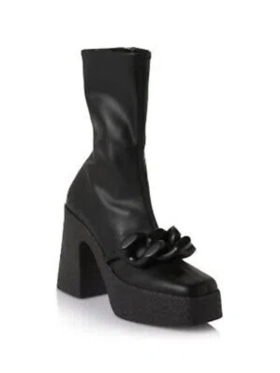 Pre-owned Stella Mccartney Stellamccartney Womens Black 1-1/2" Platform At Skyla Block Heel Heeled Boots 38