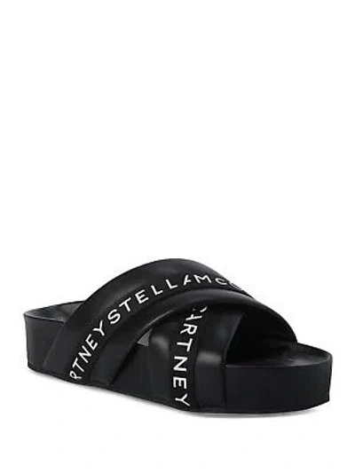 Pre-owned Stella Mccartney Stellamccartney Womens Black Footbed Vesta Platform Slide Sandals Shoes 37