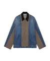 Stella Mccartney Oversized Tweed-paneled Denim Jacket In Blue
