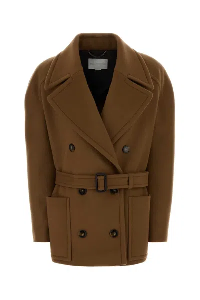 Stella Mccartney Stitched Wool Jacket In Brown