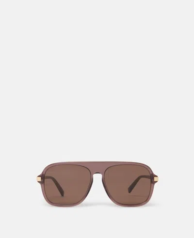 Stella Mccartney Straight-edge Sunglasses In Glossy Dark Chocolate And Gold