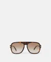 Stella Mccartney Straight-edge Sunglasses In Glossy Tortoiseshell And Gold