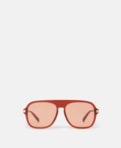 Stella Mccartney Straight-edge Sunglasses In Translucent Ginger And Gold