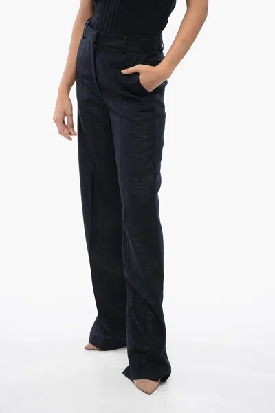 Stella Mccartney Straight-fit Pants With Lurex Check Motif In Blue
