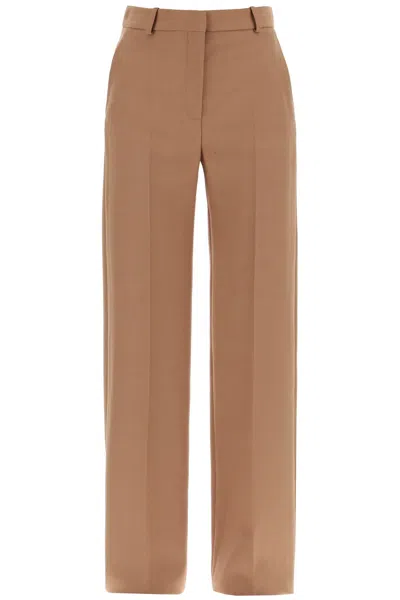 Stella Mccartney Straight Flamed Wool Trousers For Women In Brown
