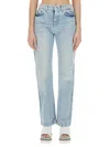 Stella Mccartney Distressed Mid-rise Straight-leg Jeans In Blue