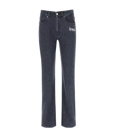Stella Mccartney Straight-leg Logo-print Jeans In Grey