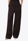 Stella Mccartney Straight Leg Trousers In Plum Wool In Brown