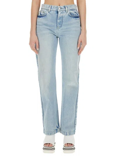 Stella Mccartney Distressed Mid-rise Straight-leg Jeans In Blu