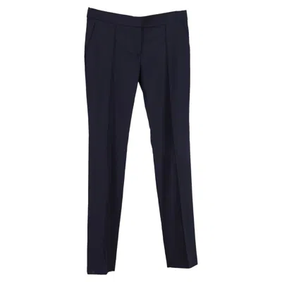 Stella Mccartney Straight Leg Trousers In Navy Blue Cotton