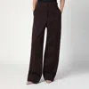 Stella Mccartney Straight Leg Trousers In Plum Wool In Black