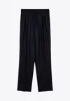 Stella Mccartney Wool Pleated Trousers Belt Loops In Blue