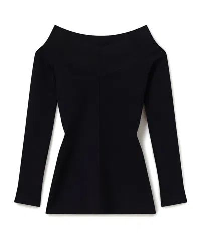 Stella Mccartney Straight-neck Long-sleeve Top In Black