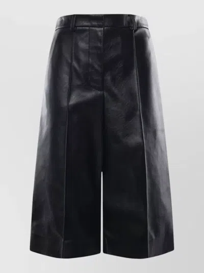 Stella Mccartney Straight Shorts Back Pocket Belt Loops Pleats In Black