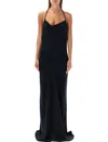 Stella Mccartney Crystal-embellished Draped Satin Maxi Dress In Black