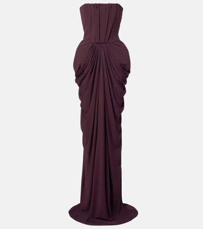 Stella Mccartney Strapless Crêpe Jersey Gown In Brown