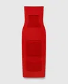 Stella Mccartney Strapless Shredded Compact Knit Maxi Dress In Red