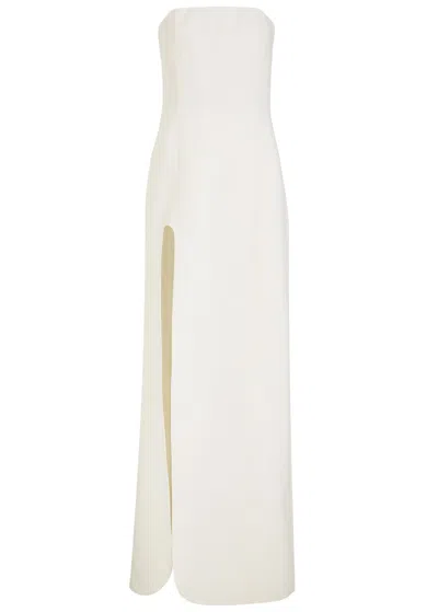 Stella Mccartney Long Strapless Wool Dress With Side Slit In Neutral