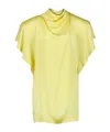 Stella Mccartney Tie Detail Draped Neckline Satin Dress In Yellow