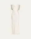 Stella Mccartney Strass Cap-sleeve Twisted Satin Gown In White