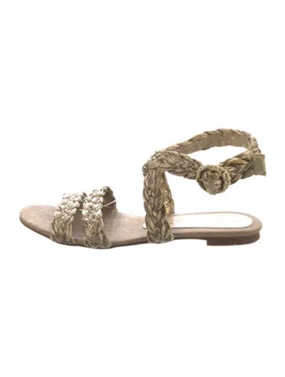Pre-owned Stella Mccartney Straw Braided Accents Gladiator Sandals In Neutrals