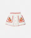 Stella Mccartney Strawberry Embroidered Scalloped Trim Skirt In Cream/red