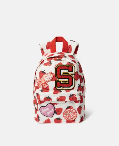 Stella Mccartney Strawberry Print Backpack In Cream/pink