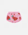 Stella Mccartney Strawberry Print Fringe Shorts In Pink