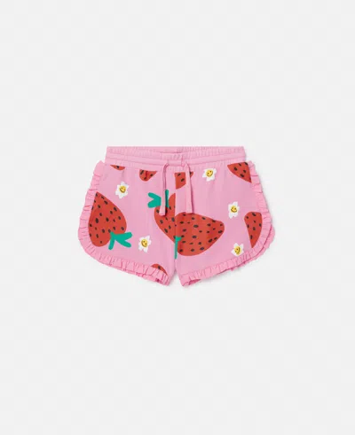 Stella Mccartney Strawberry Print Fringe Shorts In Pink