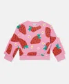 Stella Mccartney Strawberry Print Fringe Sweatshirt In Pink
