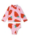 Stella Mccartney Strawberry Print Long Sleeve Bikini Set In Pink