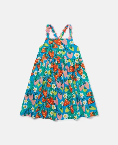 Stella Mccartney Strawberry Print Sleeveless Dress In Green/pink