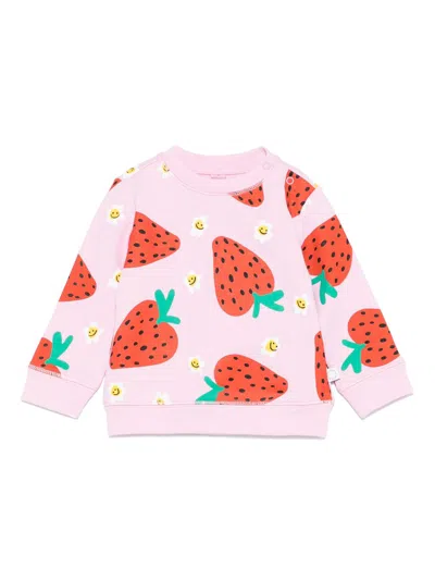 Stella Mccartney Babies' Strawberry-print Sweatshirt In Pink