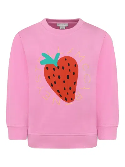Stella Mccartney Kids' Strawberry Print Sweatshirt In Pink