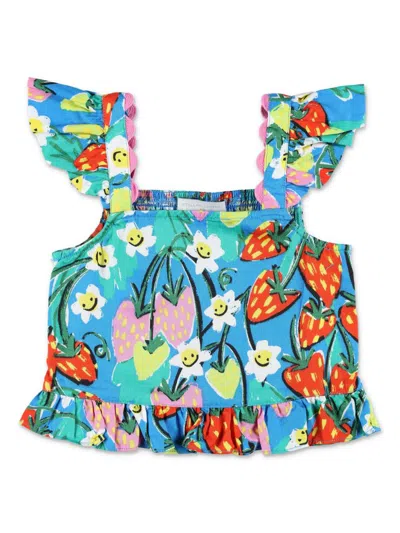 Stella Mccartney Kids' Strawberry-print Top In Multicolor