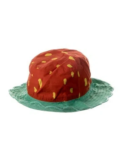 Pre-owned Stella Mccartney Babies' Strawberry Printed Cotton Bucket Hat In Green/red