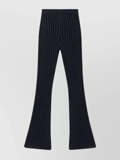 Stella Mccartney Ribbed Pleated Trousers In Blue