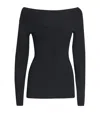 Stella Mccartney Womens Off-shoulder Long-sleeve Compact-knit Top Black In Black
