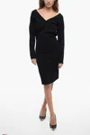 Stella Mccartney V-neck Knitted Midi Dress In Black