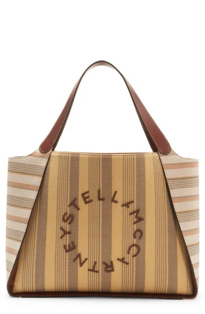 Stella Mccartney Stripe Canvas Tote In 7002 Yellow/ Taupe