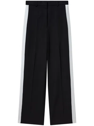 Stella Mccartney Stripe-detail Straight-leg Trousers In Black