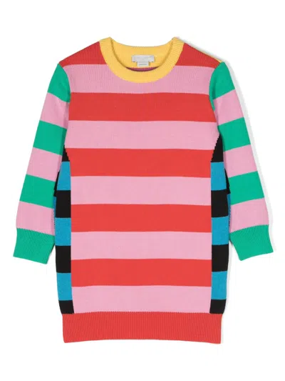 Stella Mccartney Kids' Stripe-pattern Knitted Dress In Blue