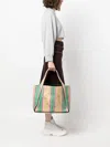 Stella Mccartney Stripe-print Raffia Tote Bag In Neutrals