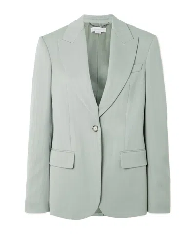 Stella Mccartney Striped Wool-jacquard Blazer In Green