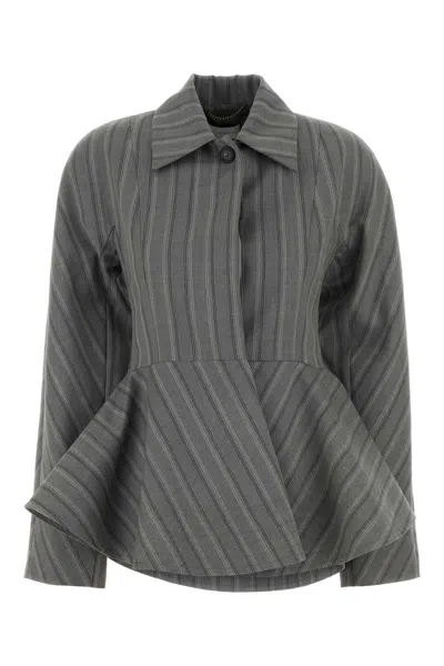 Stella Mccartney Stripe Tailoring Peplum Jacket In Gray
