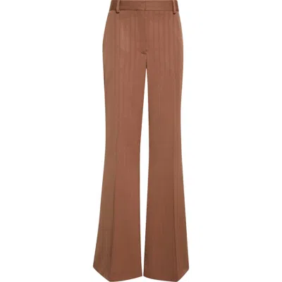Stella Mccartney Stripe Wool Bootcut Trousers In Brown