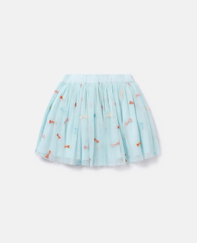 Stella Mccartney Kids' Striped Bow Embroidery Tutu Skirt In Blue