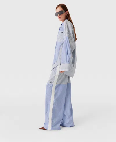 Stella Mccartney Striped Boyfriend Shirt In Blue