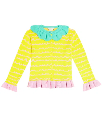 Stella Mccartney Kids' Striped Cotton Cardigan In Yellow