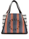 Stella Mccartney Striped Cotton Tote Bag In Blue